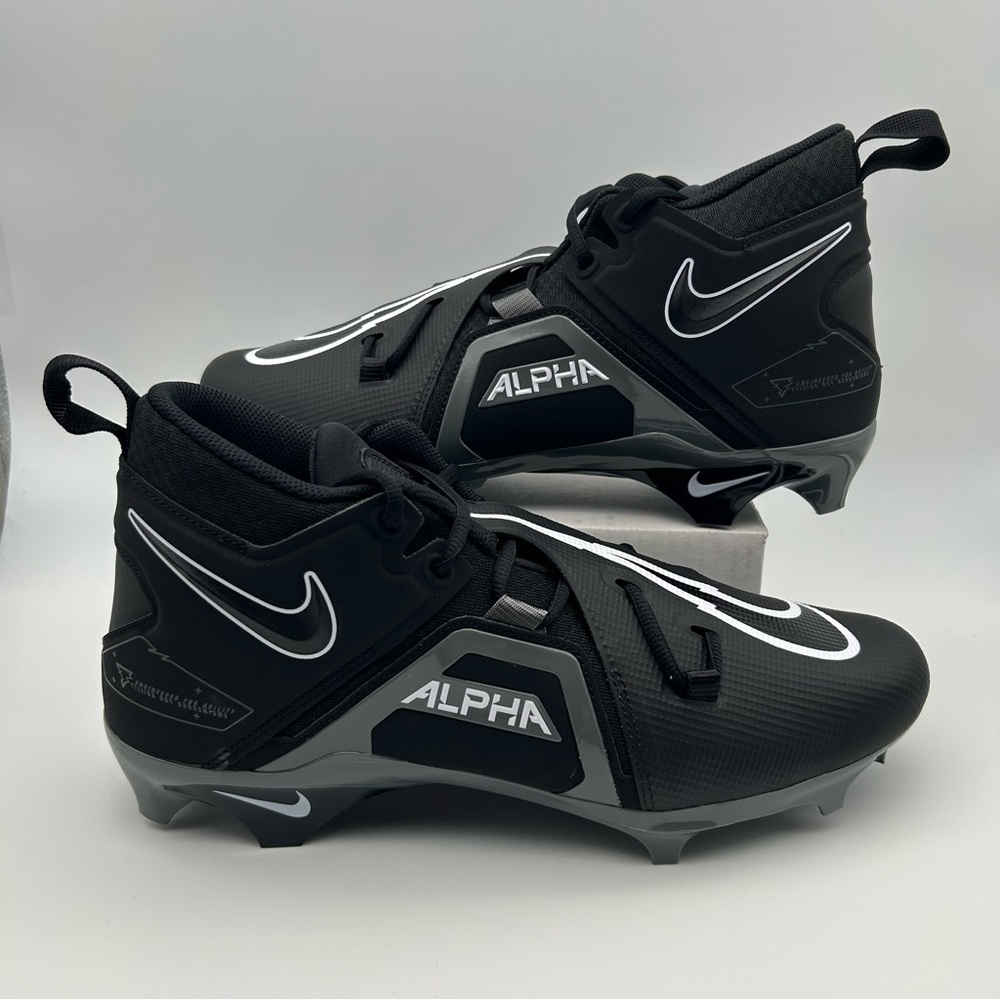 Nike Alpha Menace Pro 3 Black Grey Football Cleats Sz 12, 14 DM1788-001 *READ*
